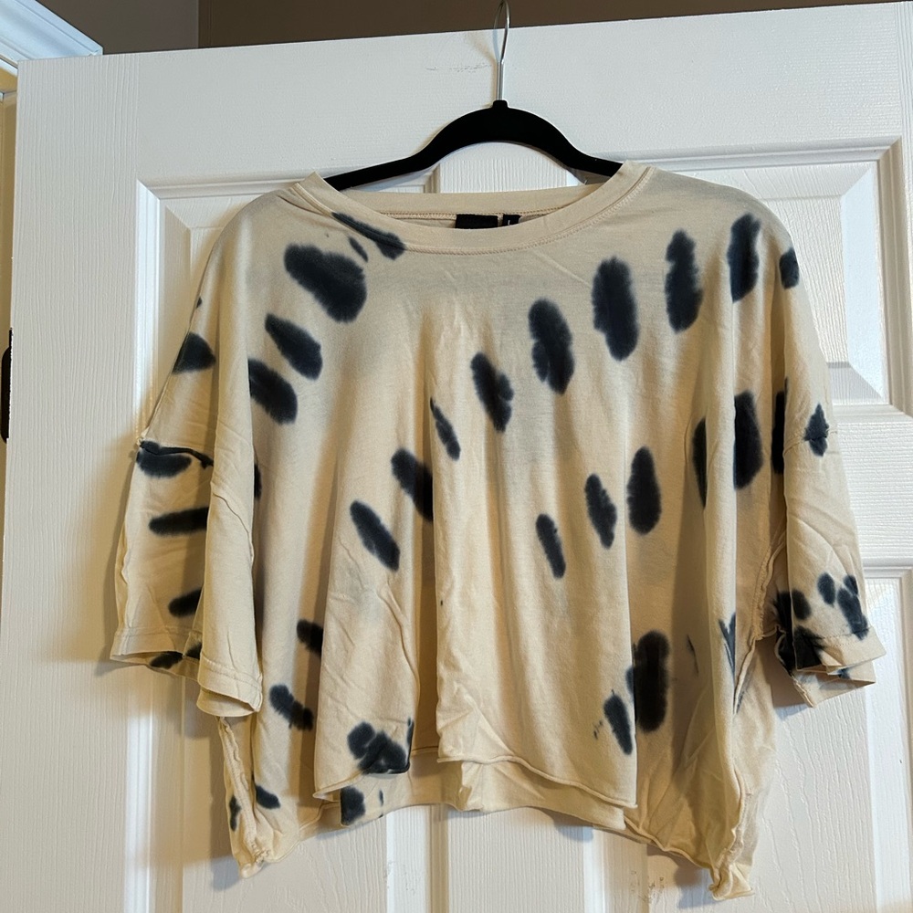 Tie-Dye Women's Top in Cream and Black